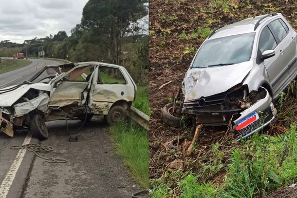 Acidente envolvendo dois ve&iacute;culos &eacute; registrado na BR-280 em Canoinhas