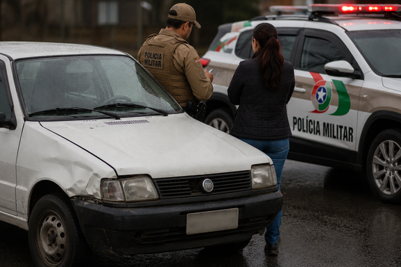 Motorista deixa local de acidente e ve&iacute;culo &eacute; localizado circulando em Canoinhas