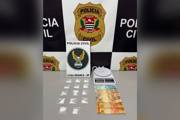 Jovem &eacute; preso por tr&aacute;fico de coca&iacute;na de alta pureza em Casa Branca
