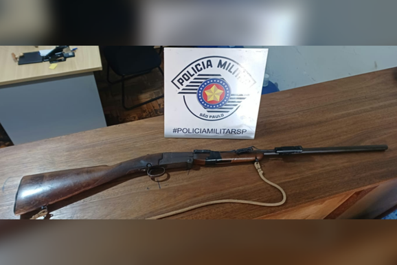 Pol&iacute;cia Militar apreende espingarda em propriedade rural de Lagoa Branca