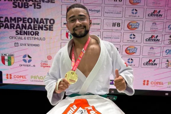 Thiago Monteiro vence quatro lutas e conquista t&iacute;tulo paranaense no jud&ocirc;