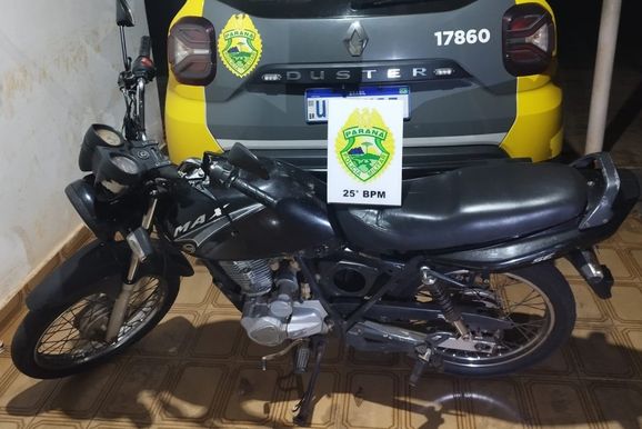 Moto sem placa &eacute; apreendida pela PM durante abordagem em Icara&iacute;ma