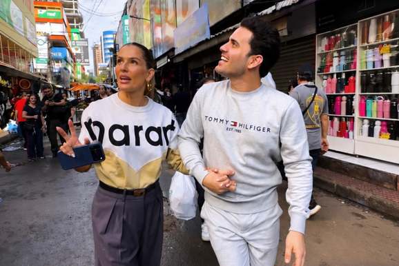 Deborah Secco conhece outro lado de Ciudad del Este em passeio com Wag Oliveira