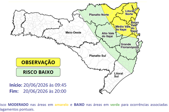 Chuva persistente e localmente intensa neste s&aacute;bado (20)