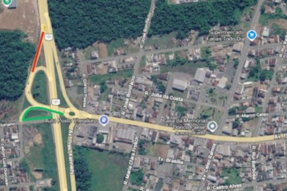 Obras na BR-101 alteram acesso a Garuva