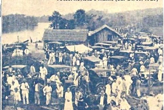 Foto hist&oacute;rica da revista O Malho retrata inaugura&ccedil;&atilde;o de ponte sobre o Rio Paranapanema