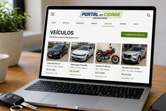 ​Portal da Cidade Jacarezinho oferece canal para compra e venda de ve&iacute;culos