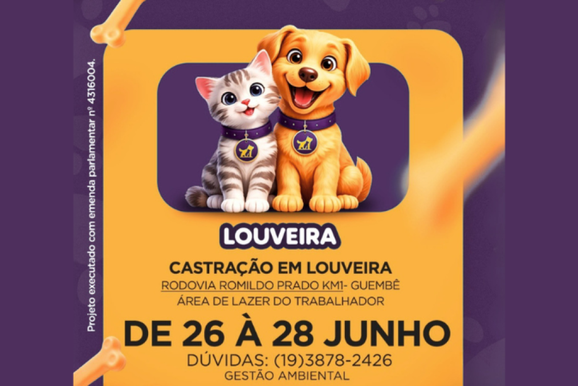 Prefeitura de Louveira abre inscri&ccedil;&otilde;es para castra&ccedil;&atilde;o gratuita de c&atilde;es e gatos