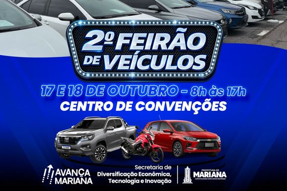 2&ordm; Feir&atilde;o de Ve&iacute;culos re&uacute;ne ofertas de carros e motos em Mariana