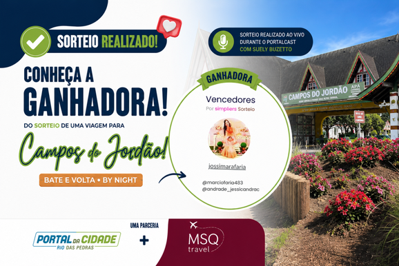 Sorteio da viagem para Campos do Jord&atilde;o &eacute; realizado e ganhadora &eacute; anunciada