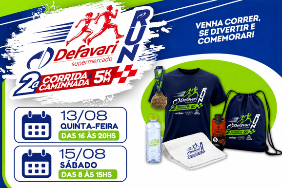 Defavari inicia entrega dos kits da 2&ordf; Corrida e Caminhada 5K na pr&oacute;xima semana