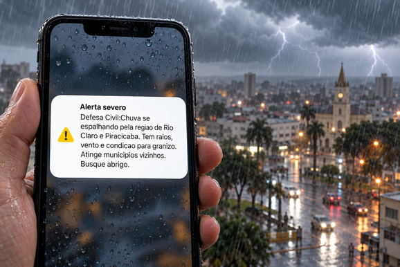 Alerta de tempestade chega aos celulares de moradores de Rio das Pedras