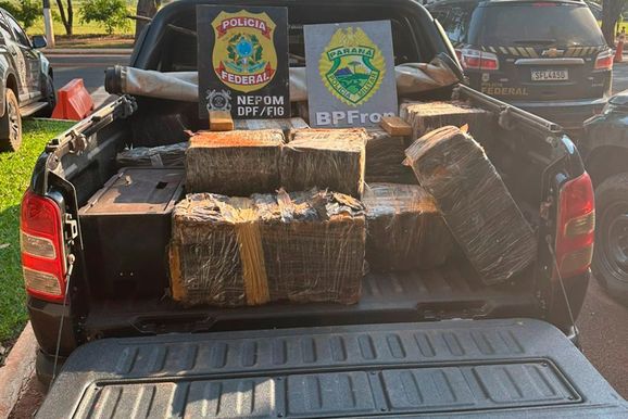 BPFRON e PF localizam carregamento de maconha escondido em &aacute;rea de mata em Santa Helena