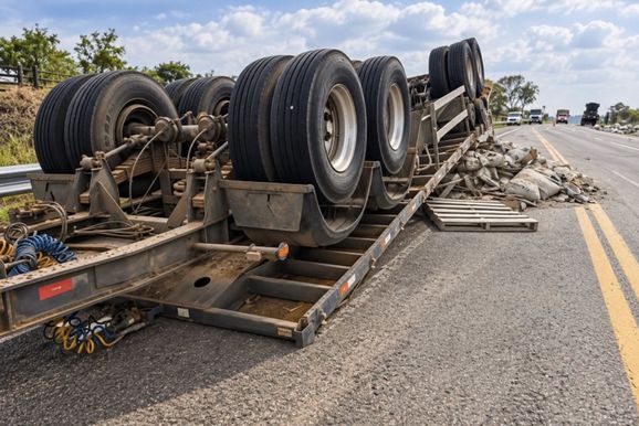 Carreta com 750 sacas de cimento tomba na BR-429, em Seringueiras