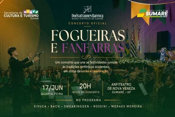 Banda Sinf&ocirc;nica de Sumar&eacute; une tradi&ccedil;&atilde;o junina e m&uacute;sica erudita em concerto gratuito