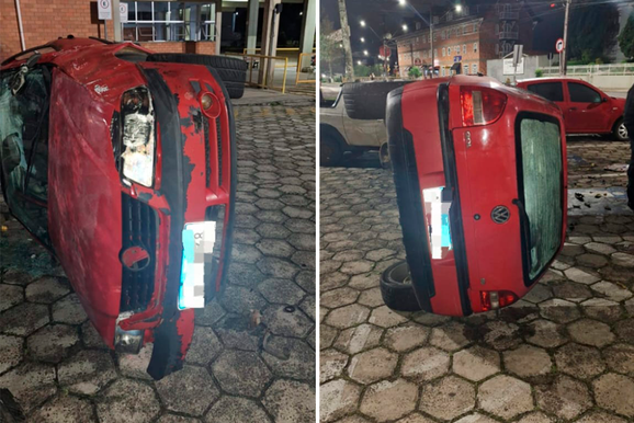 Carro perde controle em rotat&oacute;ria, invade estacionamento e bate em ve&iacute;culo na Rodovi&aacute;ria