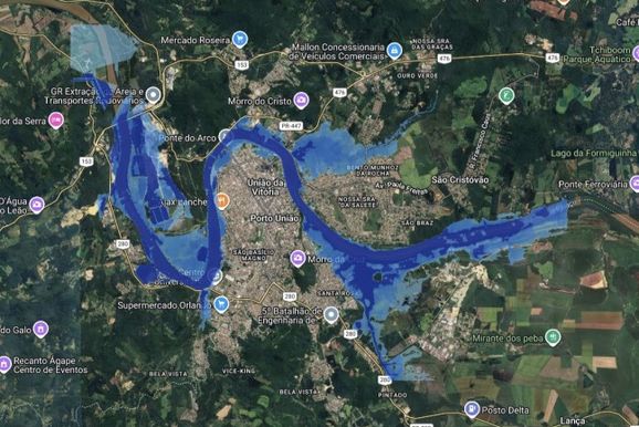 Site re&uacute;ne dados do Rio Igua&ccedil;u e permite simular impactos de diferentes n&iacute;veis de cheia