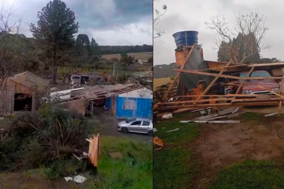 Temporal provoca danos e levanta suspeita de tornado entre Canoinhas e Tr&ecirc;s Barras