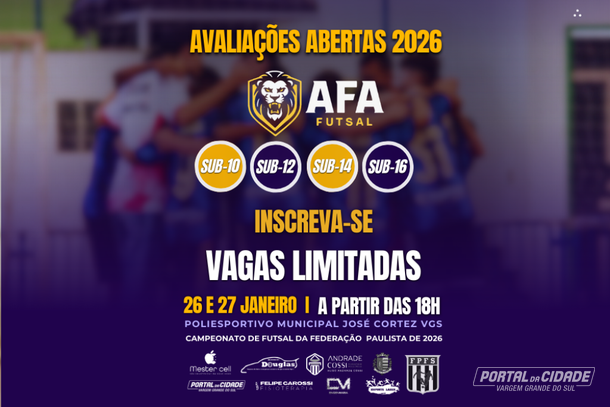 AFA Futsal abre seletiva em Vargem Grande para campeonato da Federa&ccedil;&atilde;o Paulista