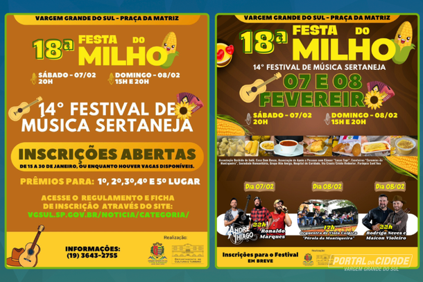 Vem a&iacute; a 18&ordf; Festa do Milho com Festival Sertanejo em Vargem Grande do Sul
