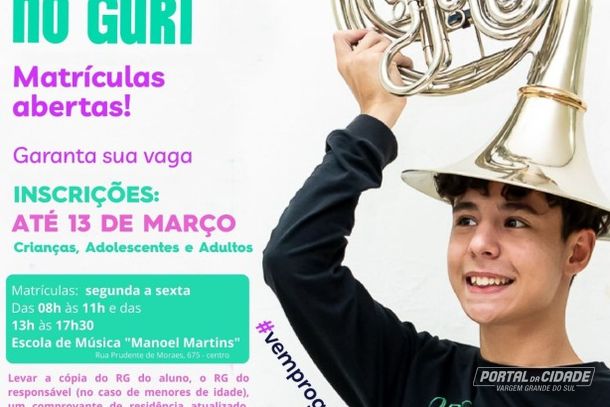 Projeto Guri abre matr&iacute;culas para cursos de m&uacute;sica gratuitos