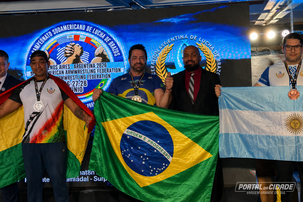 P&oacute;dio: Marcelo Oliveira trouxe ouro para o Brasil na categoria Master 100 kg; Bol&iacute;via foi medalha de prata e Argentina conquistou o bronze