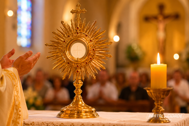 Par&oacute;quia Santo Ant&ocirc;nio celebra Corpus Christi com missa em Porangaba