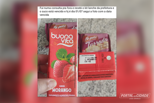 Usu&aacute;rios do transporte de sa&uacute;de de Casa Branca relatam receber produto vencido no Kit Lanche da Prefeitura