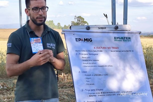 O coordenador da Emater, T&uacute;lio Justino, fala sobre as vantagens da silagem de trigo