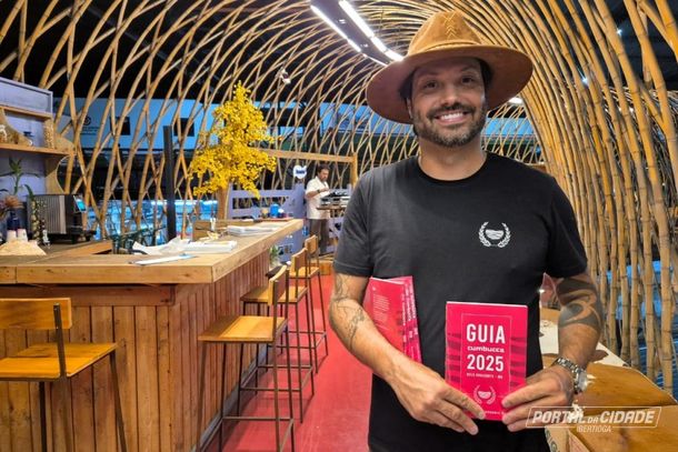Marcelo Wanderle com o guia Cumbucca