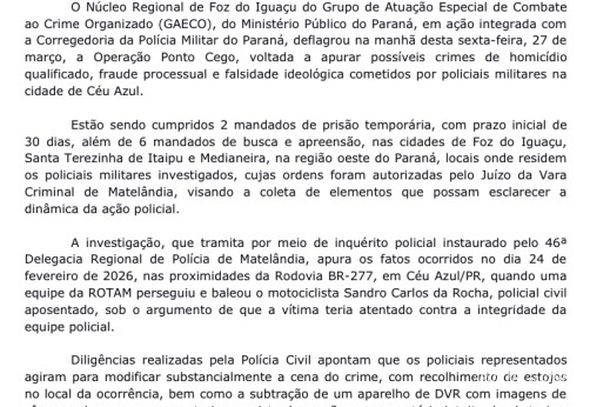 Nota do Minist&eacute;rio P&uacute;blico