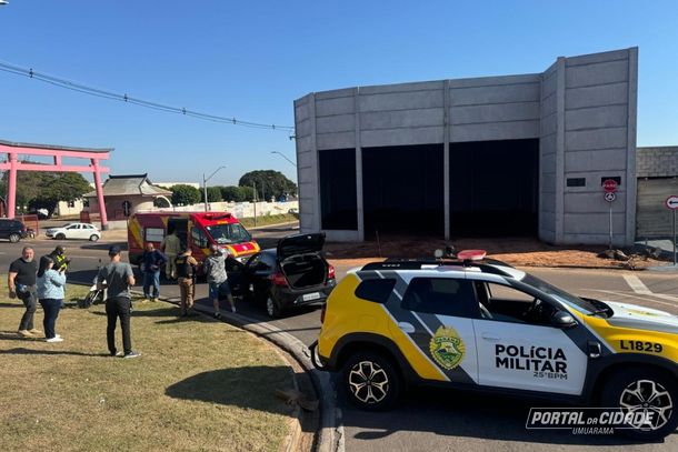 A vítima conduzia uma Honda Biz e sofreu uma suspeita de fratura na clavícula