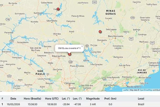 Tremor de magnitude 3,0 é registrado em São Sebastião do Paraíso e é sentido na região