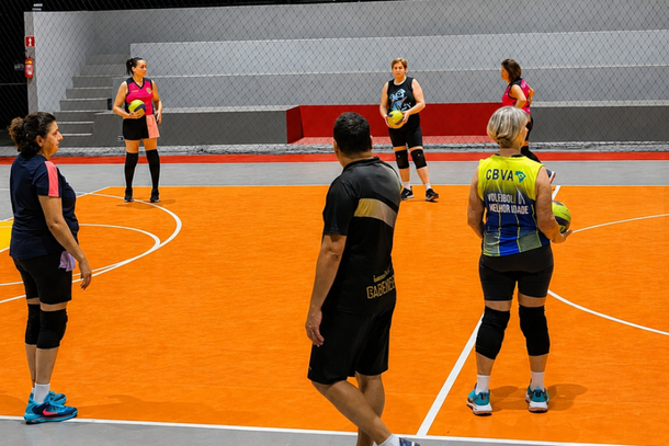 Treino recente de parte do elenco do Somos V&ocirc;lei Bauru