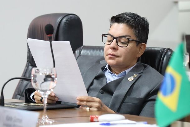 Vereadora Isa Marcondes durante sess&atilde;o na C&acirc;mara Municipal de Dourados (Foto: Divulga&ccedil;&atilde;o)