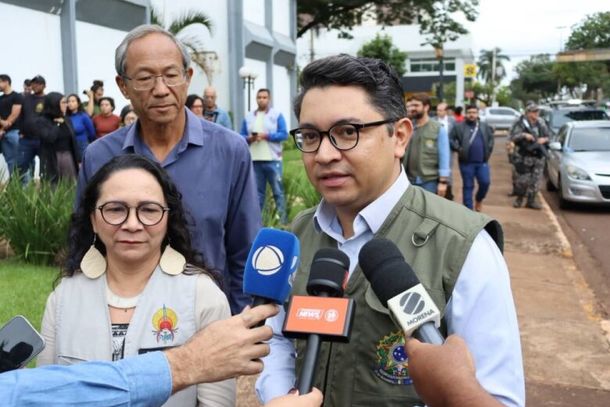 O ministro dos Povos Ind&iacute;genas, Eloy Terena, em Dourados
