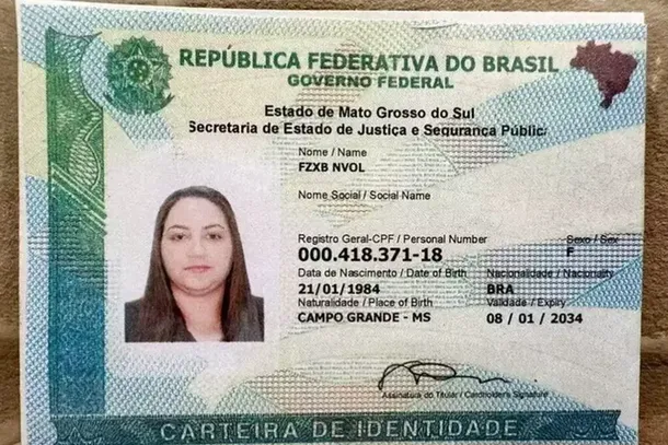 Modelo de CIN (Carteira de Identidade Nacional) com dados fict&iacute;cios (Foto: Arquivo/Campo Grande News)