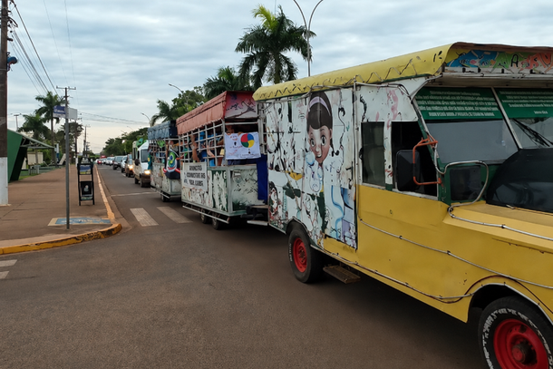 Um dos momentos da carreata da APAE na &aacute;rea central de Caarap&oacute;