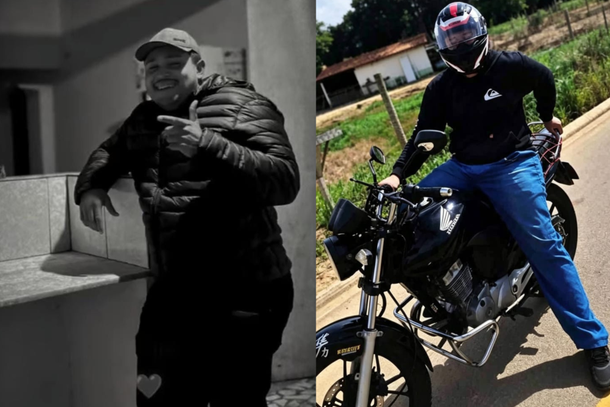 Na imagem &agrave; direita, Gabriel aparece em sua foto preferida, em cima da moto, uma de suas grandes paix&otilde;es