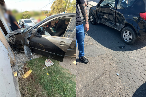  Corolla perde controle na descida do Senai e atinge carros e moto
