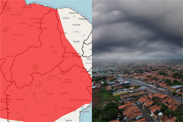 Alerta vermelho de grande perigo de chuva intensas na regi&atilde;o de Coelho Neto