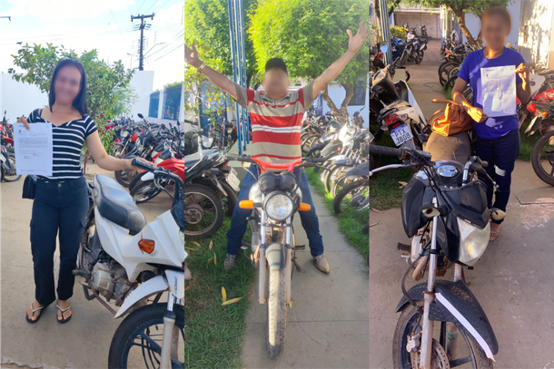 Motocicletas recuperadas pela pol&iacute;cia sendo devolvidas aos donos