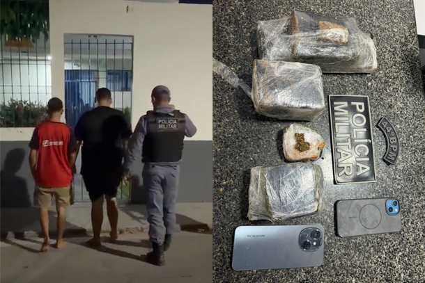 Suspeito de tr&aacute;fico de drogas presos pela Pol&iacute;cia Militar