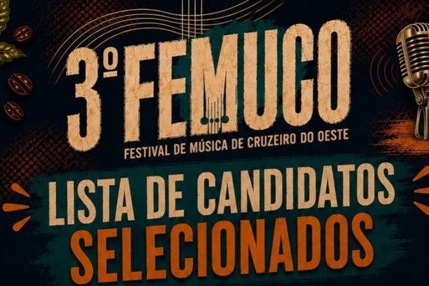 Talentos de Cruzeiro do Oeste est&atilde;o prontos para fazer bonito no 3&ordm; FEMUCO! Os candidatos selecionados representam diferentes estilos e gera&ccedil;&otilde;es e agora seguem para a pr&oacute;xima etapa do festival.
