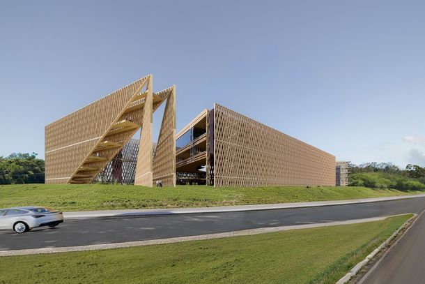 Projeto arquitet&ocirc;nico do Centro Pompidou em Foz do Igua&ccedil;u.