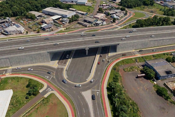 Imagem conceitual mostra como dever&aacute; ficar o novo Trevo do Charrua, na BR-277.