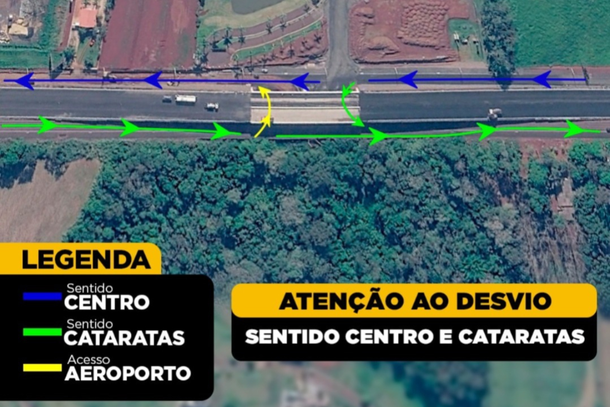 Acesso ao Aeroporto de Foz ter&aacute; mudan&ccedil;a no tr&acirc;nsito a partir desta ter&ccedil;a-feira (20)