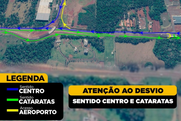 Acesso ao Aeroporto de Foz ter&aacute; mudan&ccedil;a no tr&acirc;nsito a partir desta ter&ccedil;a-feira (20)