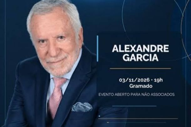 Alexandre Garcia palestra em Gramado sobre o Brasil ap&oacute;s as elei&ccedil;&otilde;es de 2026