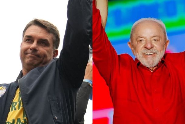 O senador Fl&aacute;vio Bolsonaro e o presidente Luiz In&aacute;cio Lula da Silva.